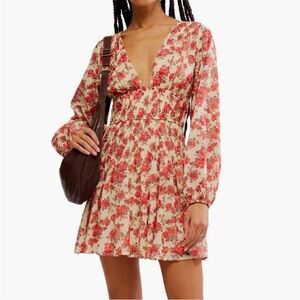Free People Keep You Mine Printed Mini Dress Floral, Size M $128